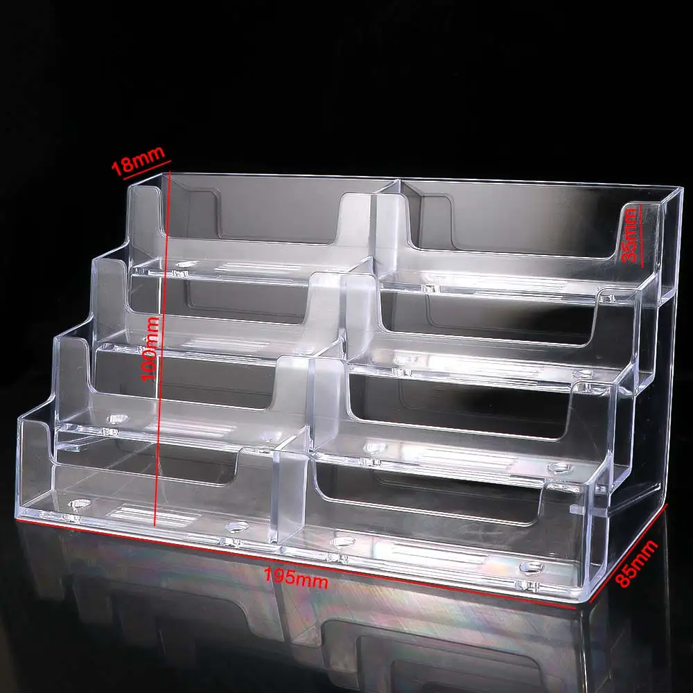 투명 명함 상자 디스플레이 홀더 8 그리드 명함 디스플레이 스탠드 플라스틱 다층 명함 보관 상자