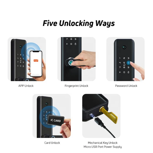 July008 High Security  Biometric Lock Face Fingerprint Door Lock with Camera 3