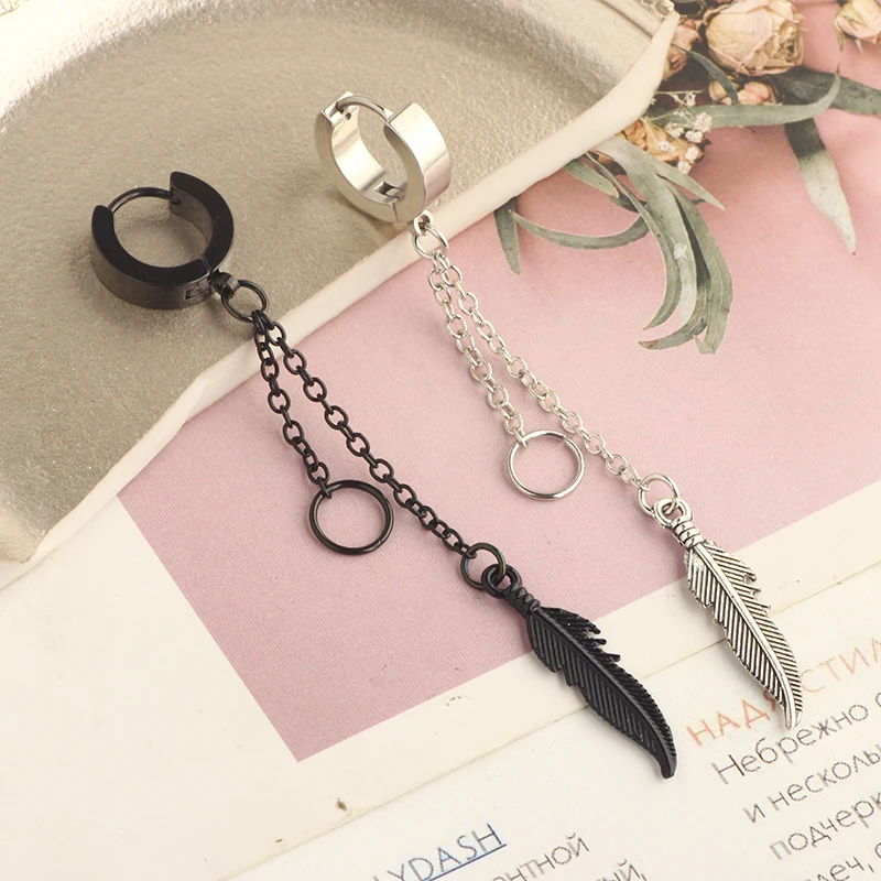 Punk Titanium Steel Ear Clip/Ear Stud Earrings For Men Women Black Pierced/No Pierced Fake Ear Circle New Pop Jewelry