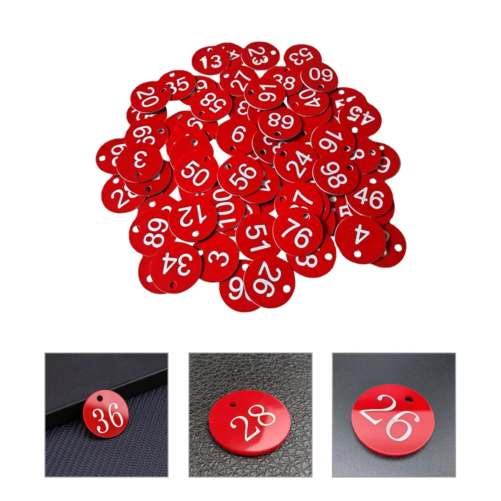 100 Pcs Number Plate Numbered 1-100 Tags Multipurpose Round Plastic Sauna Storage Locker
