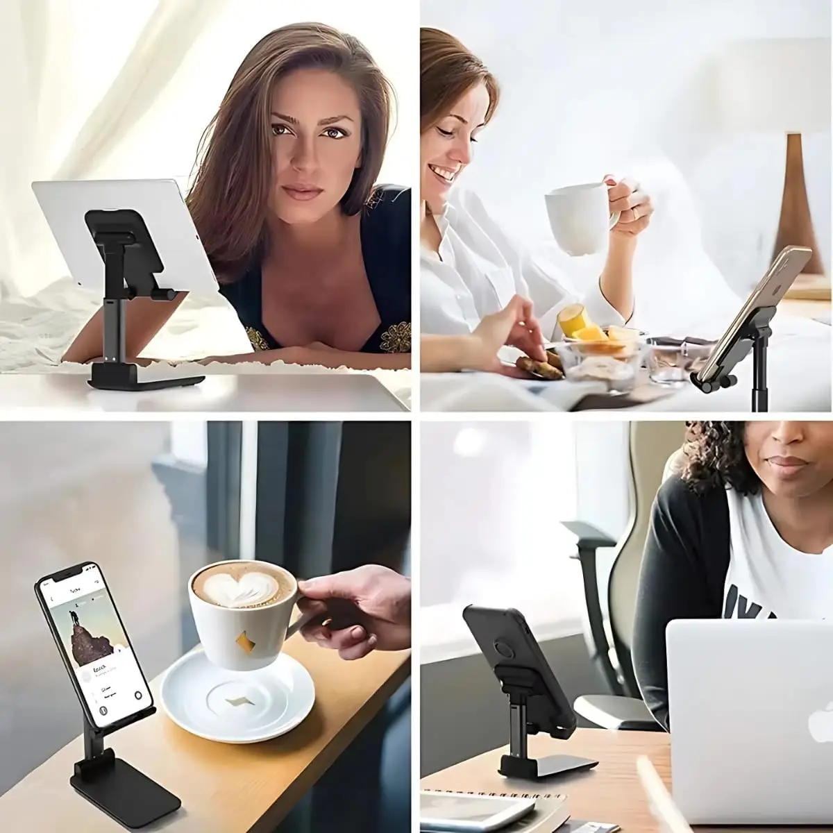 Sleek Aluminum Adjustable Desk Phone Stand