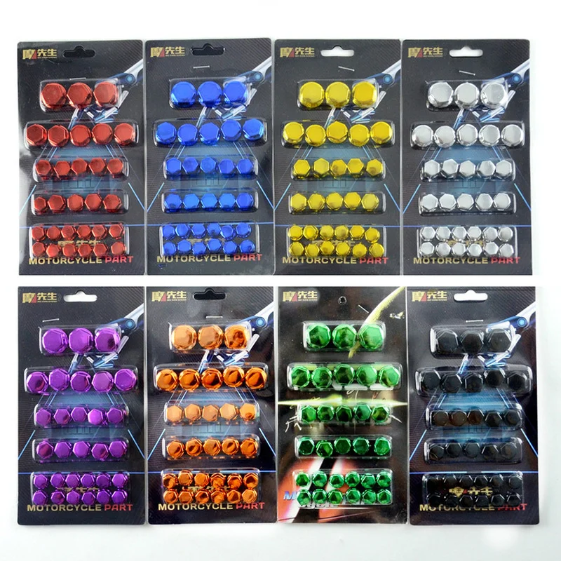 

30pcs Motorcycle Screw Decoration Cover Plating Cap for Car Motor Scooters Electric Colored Nut Cover Motorcycle Accessories