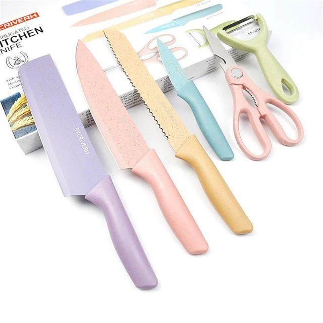 6PCS/Sets Colorful Kitchen Knives Set Stainless Steel Kitchen Knife Set  Without Block Cute Fruit Knife Set Kitchen Supplies - AliExpress