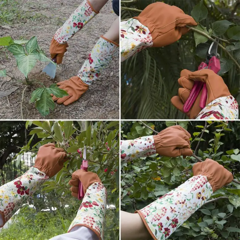 Heavy Duty Gardening Rose Pruning Gauntlet Gloves Thorn Proof Long Sleeve Work Welding Garden Gloves 6