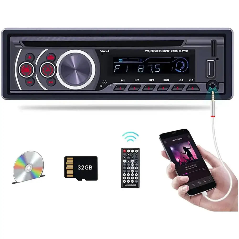 

Universal 1 Din Car Stereo MP3 Player Bluetooth Radio Audio CD VCD DVD AUX USB FM Radio USB For Mobile Charger Autoradio G5W0