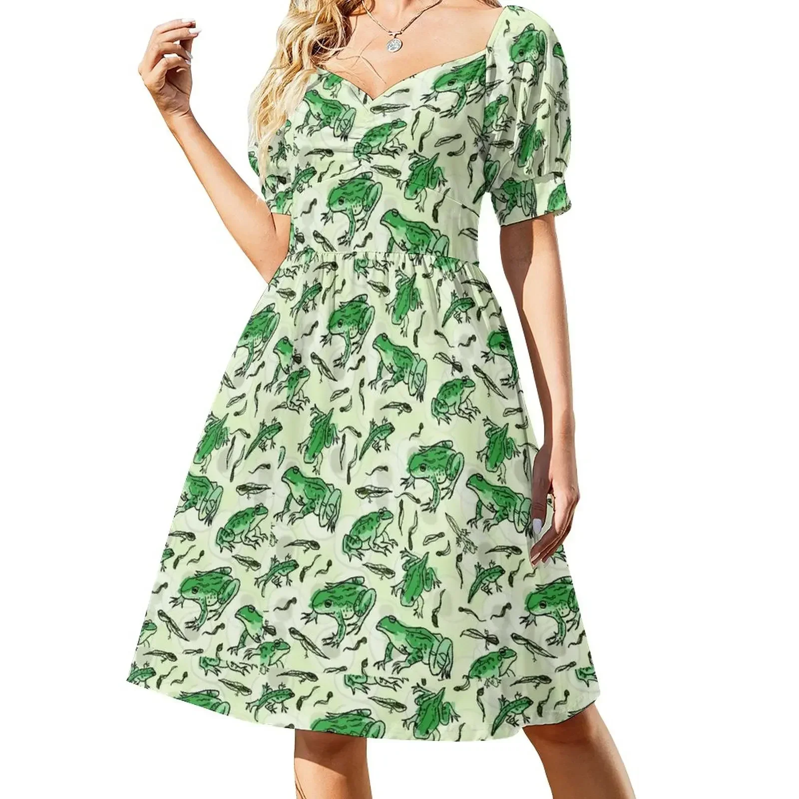 thumbnail image 1 of Frog life Vestido de manga corta vestido de noche de mujer Vestido de noche de mujer, 1 of 7