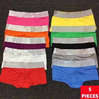 여성용 와이드 엣지 탄성 속옷, 편안한 모달 복서 반바지, 레터 프린트 복서 브리프, 통기성 여성 언더팬츠, 5 개/로트