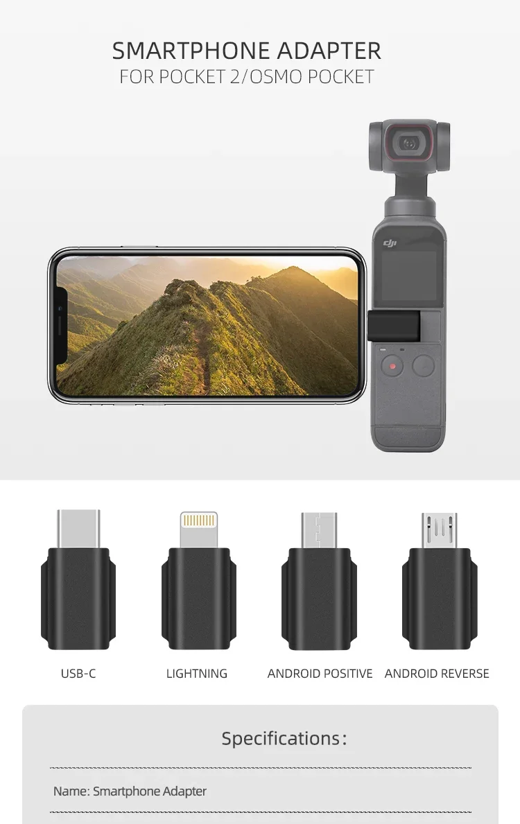 Description Picture 2 of itemSmartphone Adapter For  DJI Osmo Pocket 2 IOS Lightning TYPE-C Data Connector Interface Handheld Gimbal Camera Accessories