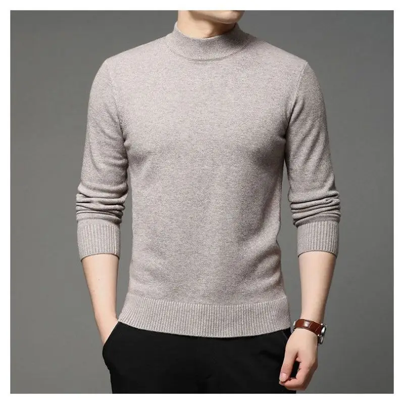 2023 New Autumn and Winter Fashion Trend Half High Neck Pullover Long Sleeve Solid Color Clean Edition Versatile Underlay Shirt