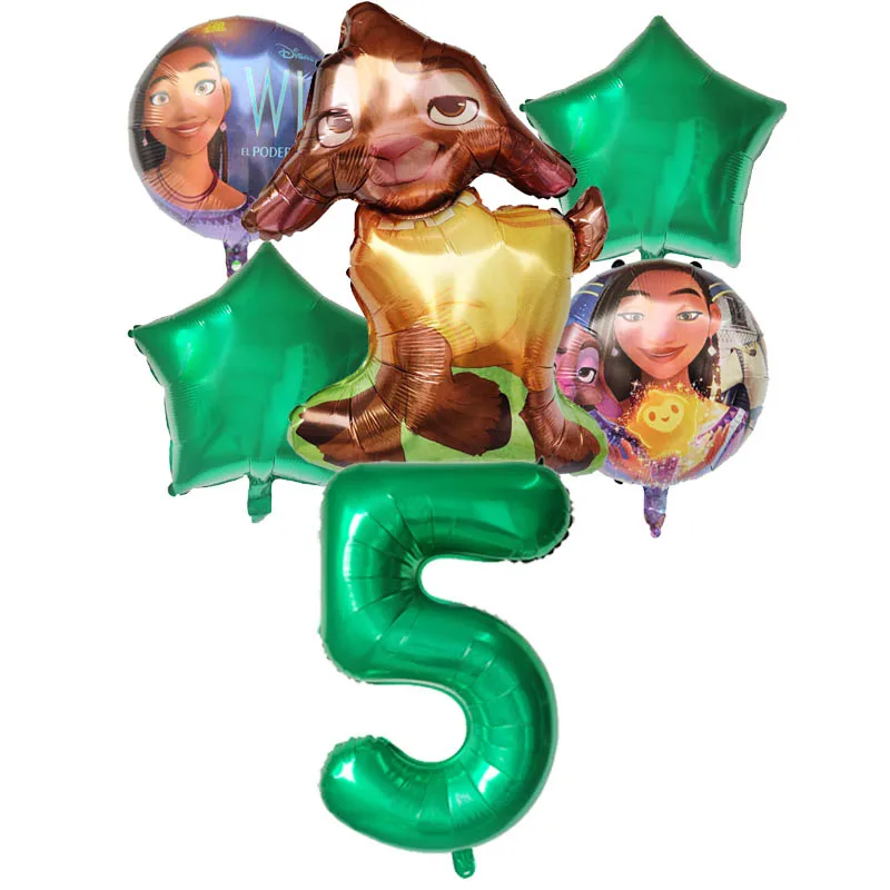 thumbnail image 1 of 6 piezas de globos de deseos con forma de oveja Asha, regalos de dibujos animados de Disney, globos de feliz cumpleaños, decoración con números, suministros para baby shower, regalos, 1 of 5