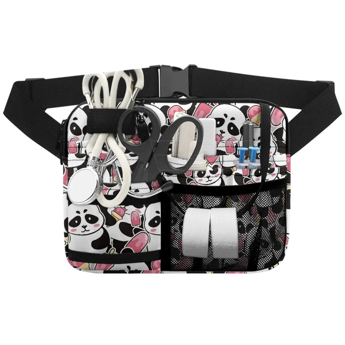 Cute Pandas Popsicle Regular Nursing Package Emergency Adjust Strap Waist Bags for Women Belt Organizer Storage Zipper riñoneras