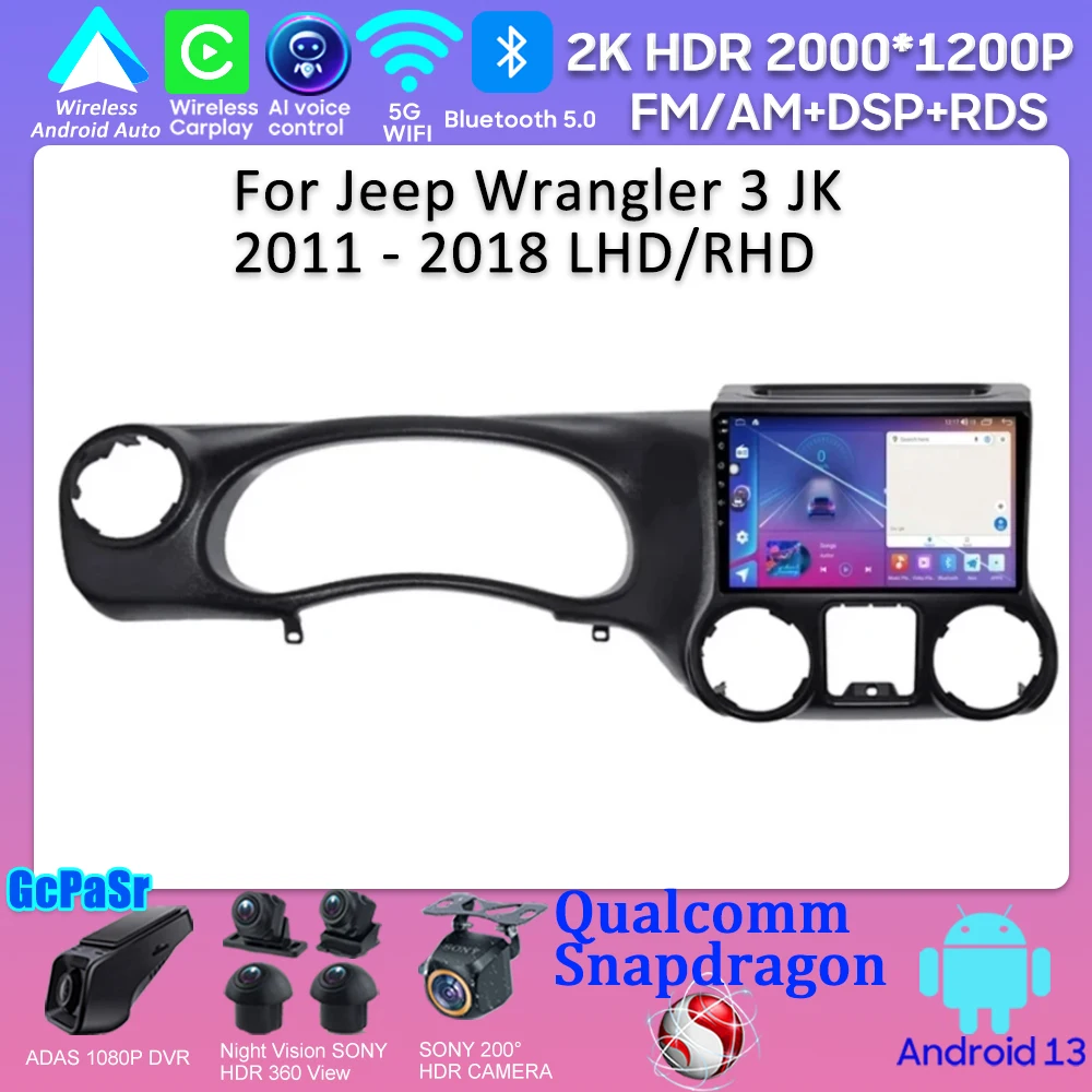 

Car Android For Jeep Wrangler 3 JK 2011 - 2018 LHD/RHD Car Radio Player Rear Camera Android Auto Carplay DSP