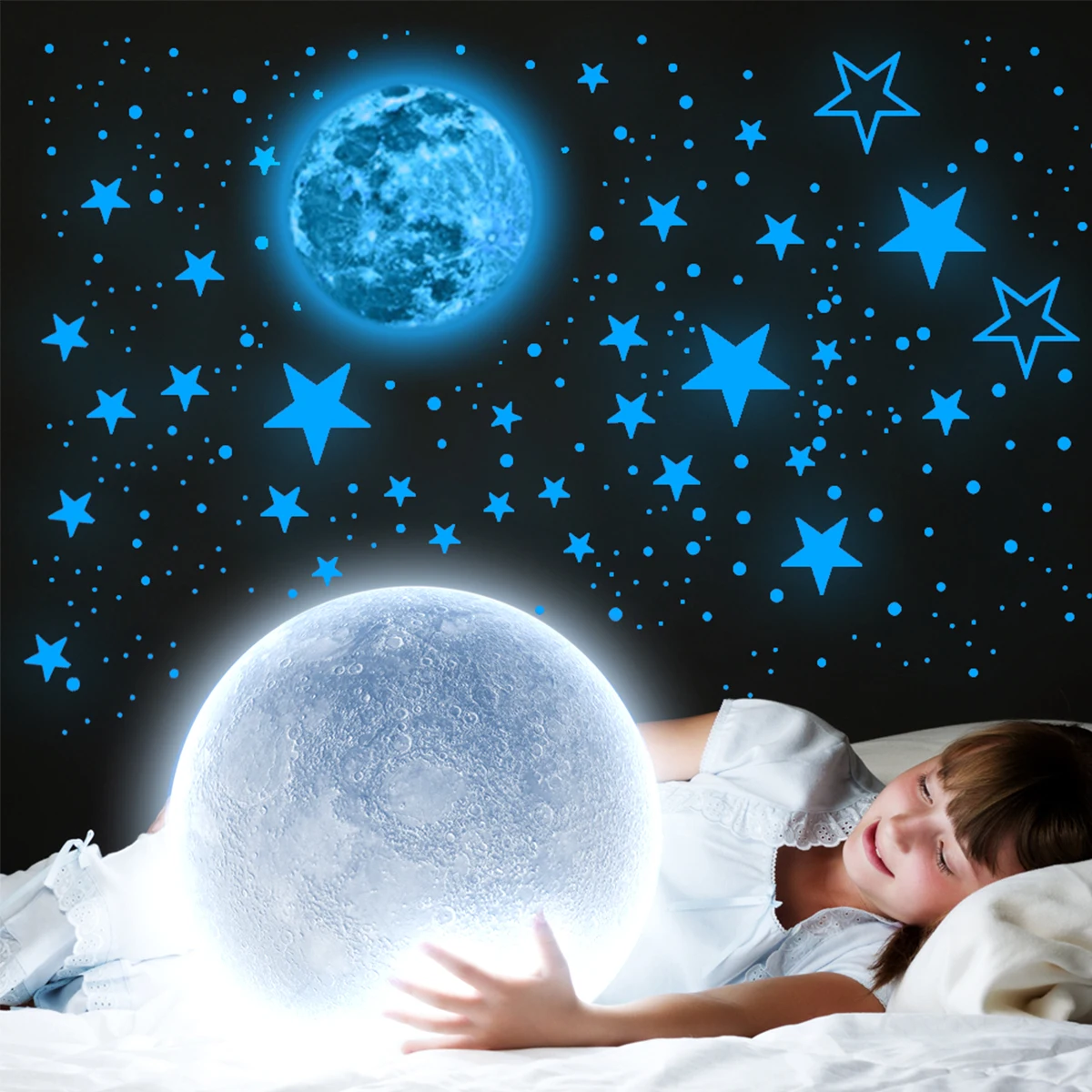 435Pcs Glow in The Dark Stars Wall Stickers Glowing Stars for Ceiling Luminous Stars and Moon Wall Decals Fluorescent Star