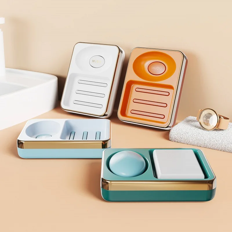 

Коробка для хранения мыла, туалетного белья, пластиковый держатель для мыла, Коробка для мыла с двумя ячейками, держатель для мыла без пробивания отверстий, сушилка для мыла