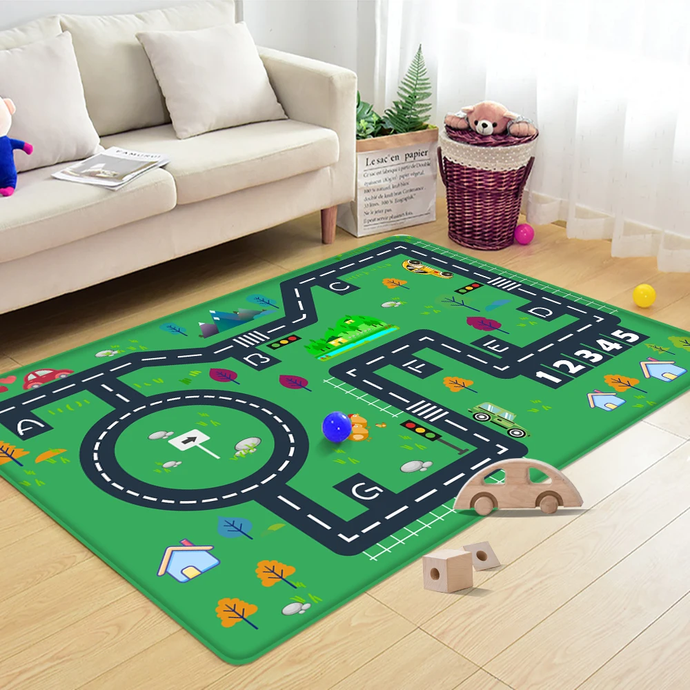 Home Decoration Cartoon City Track Children's Playroom Mat Carpet Baby