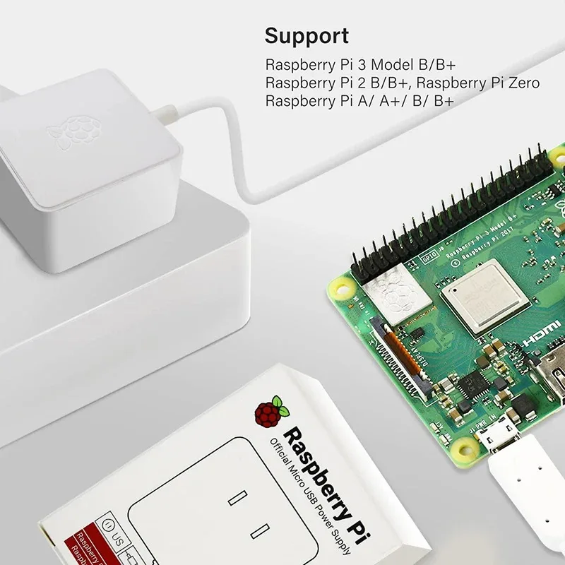 Power Adapter Official Raspberry Pi Micro USB 5.1V 2.5A 12.5W EU Plug For Raspberry Pi 3 3B+ 3B 2B Zero 2 W