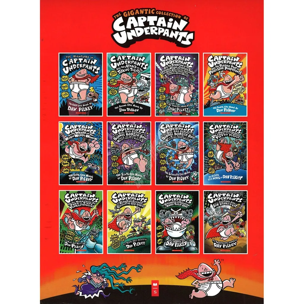 12 Books/set The Gigantic Collection of Captain Underpants By Dav Pilkey  English Story Books Set Comic Book for Children