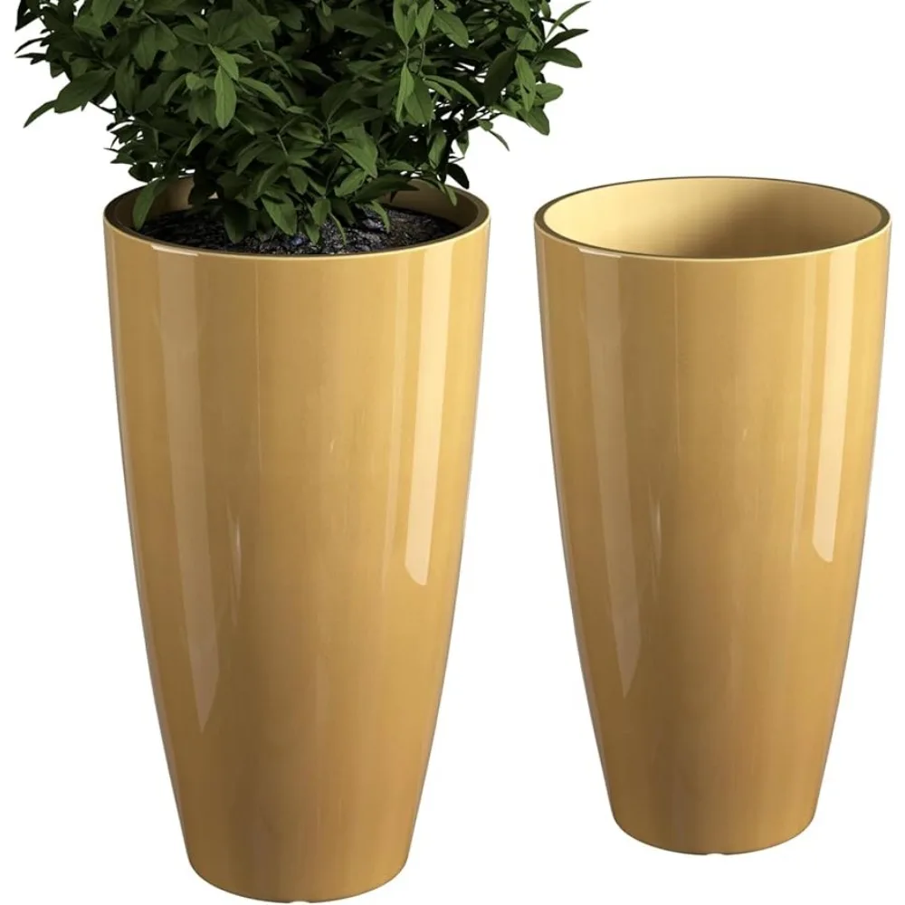 

Plant Pot Planters for Outdoor Plants Set of 2Pack 21 inch,Tall Indoor Planters with Drainage Hole,Flower Pots Containers,Golden
