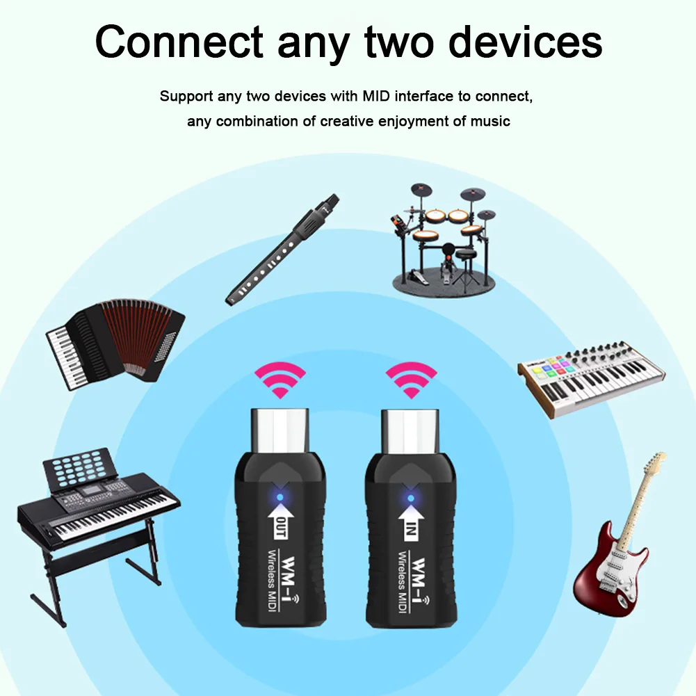 Mini Wireless Transmission MIDI System Plug and Play Support MIDI Wireless Guitar System Ultra Low Latency for Electric Guitar