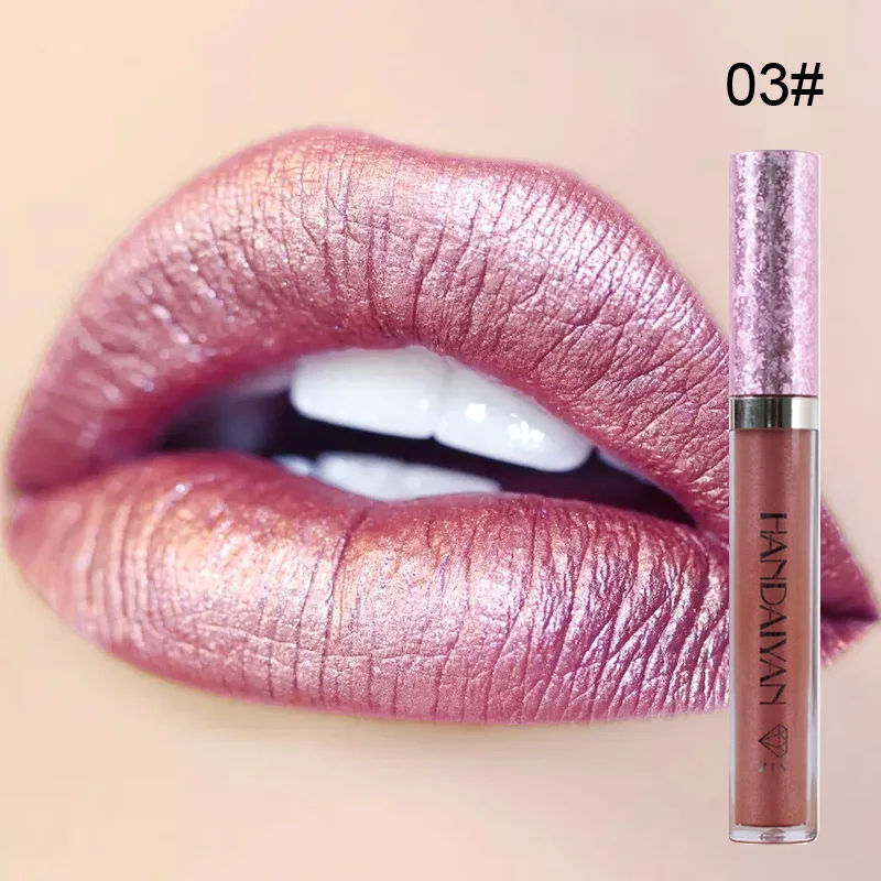 Handaiyan 6 Colors Shiny Lip Gloss Longlasting Glitter Red Nude Lipstick Liquid Waterproof Moisturize Crystal Lipgloss Makeup