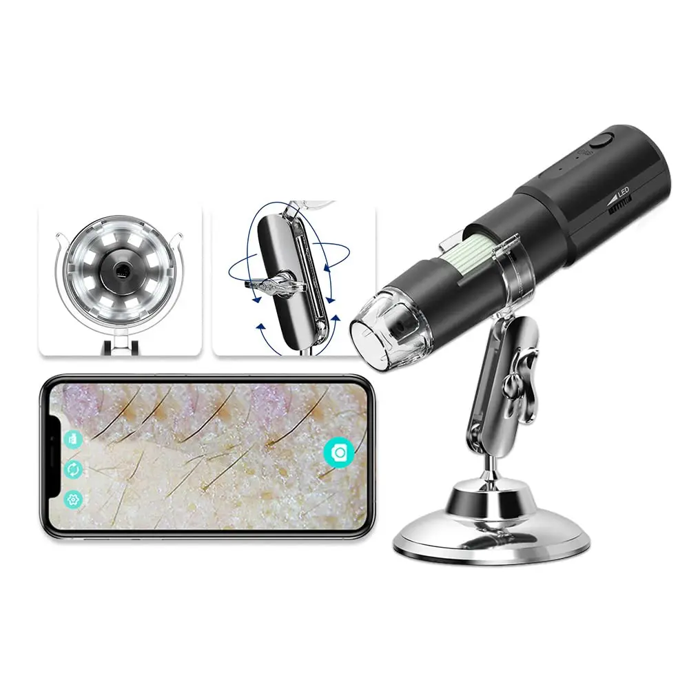 Analizzatore Cutaneo 1000X, Dermatoscopio Wireless, Analizzatore per Viso e Corpo, Microscopio Elettronico Professionale per Bellezza e Salute