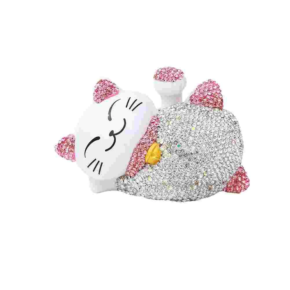 

Car Cat Adornment Rhinestone Cat Ornament Solar Power Cat Ornament