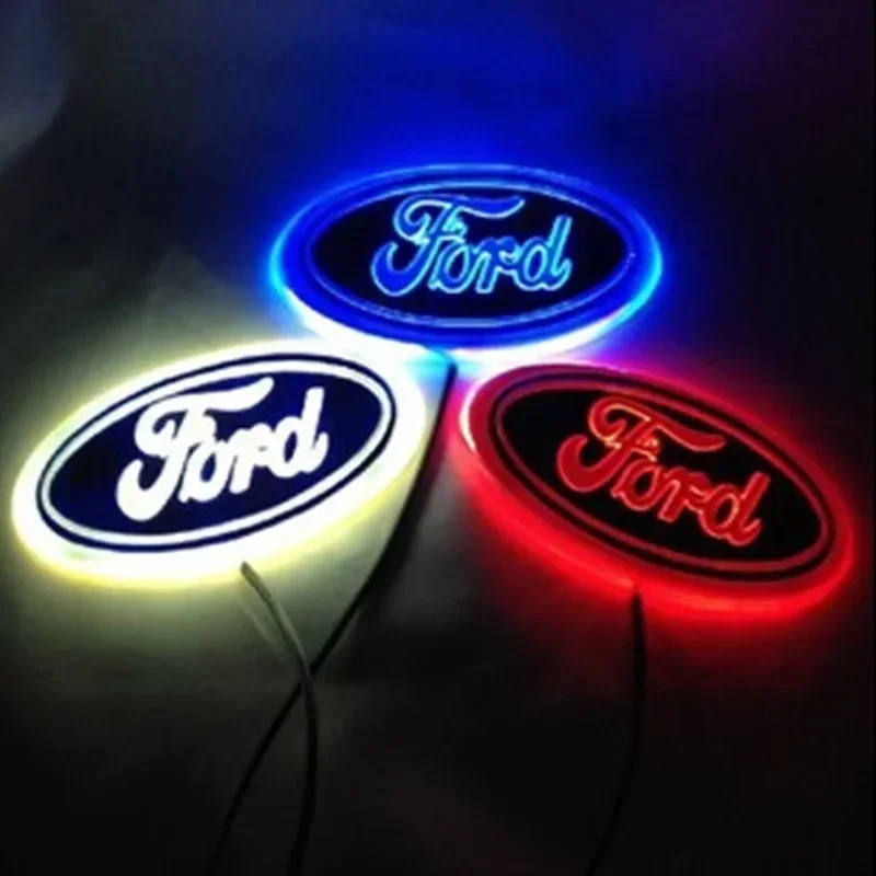 테슬라 익스플로러 F150 F250 포커스 몬데오 자동차 앞 후드 엠블럼 뒤 트렁크 배지 데칼 LED 라이트 배지 스티커 장식