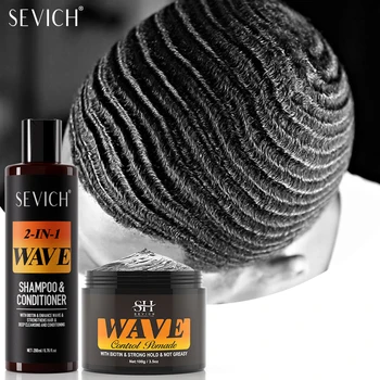 Deep Wave Control Pomade Shampoo Kit Biotin Prevent Hair Loss Edge Control Gel Sport Strong Hold Wavy Hair Gel for African Men 1