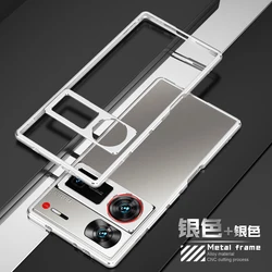 Aluminum Metal Frame Slim Phone Case with Camera Protector for Nubia Z60 ultra (Silver)