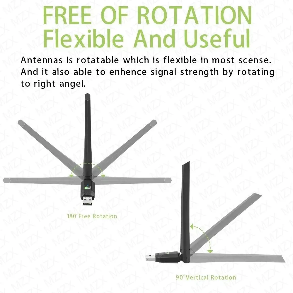 MZX 5G/2.4G 무선 WIFI 네트워크 카드 블루투스 동글 USB 이더넷 어댑터 듀얼 밴드 수신기 PC 데스크탑 노트북 액세서리
