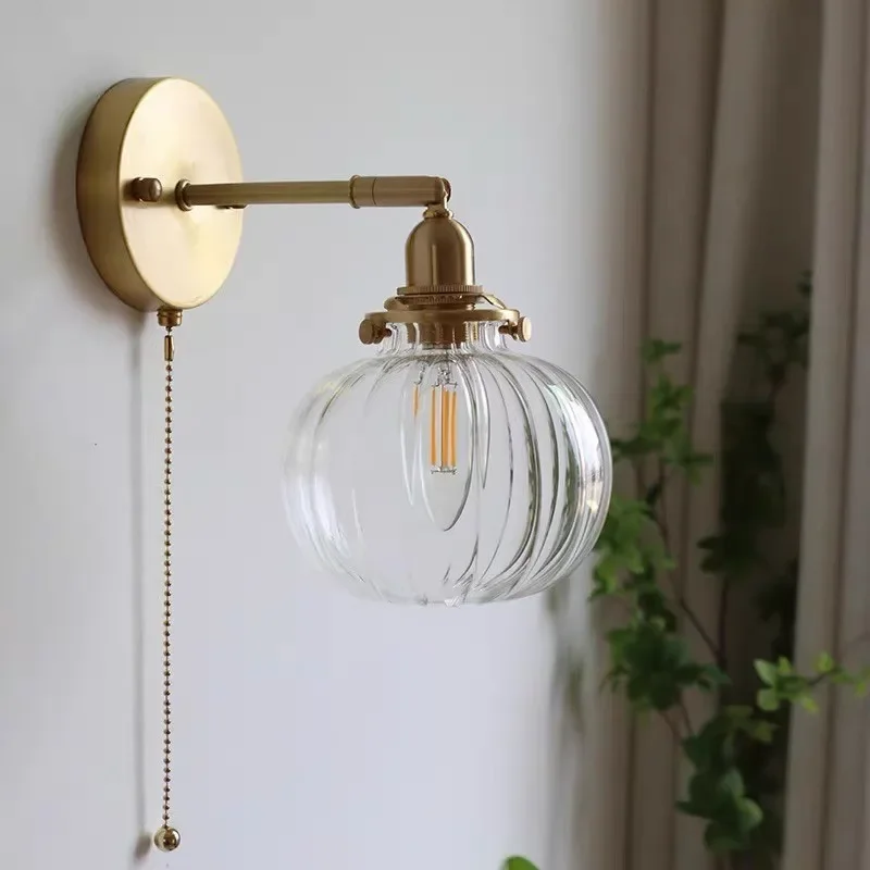 Description Picture 6 of itemBlue Glass Wall Sconce Light for Bedroom Bedside Restaurant Cafe Decoration Modern Background Pull Switch Hallway Aisel Corridor