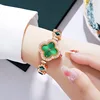 Fashion Versatile Women Four Leaf Clover Bracelet Watch Popular Quartz Diamond Fashion Green Watch Designer Casual Wristwatch 1