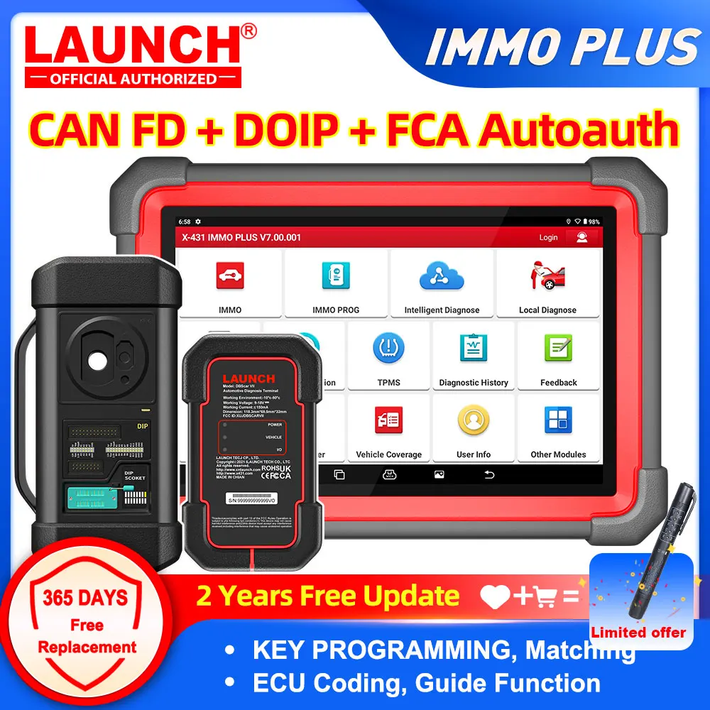 2024 LAUNCH X431 IMMO Plus X-PROG 3 Key Programmer Car Diagnostic Tools Anti-Theft Programming 38 Reset Auto Scanner CAN FD DOIP