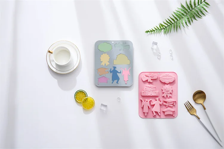 8-Hole Graduation Season Silicone Mold – DIY Fondant, Cake, Chocolate, Ice Cube, and Ba... - SKU GSSM1152 - UGI Packaging