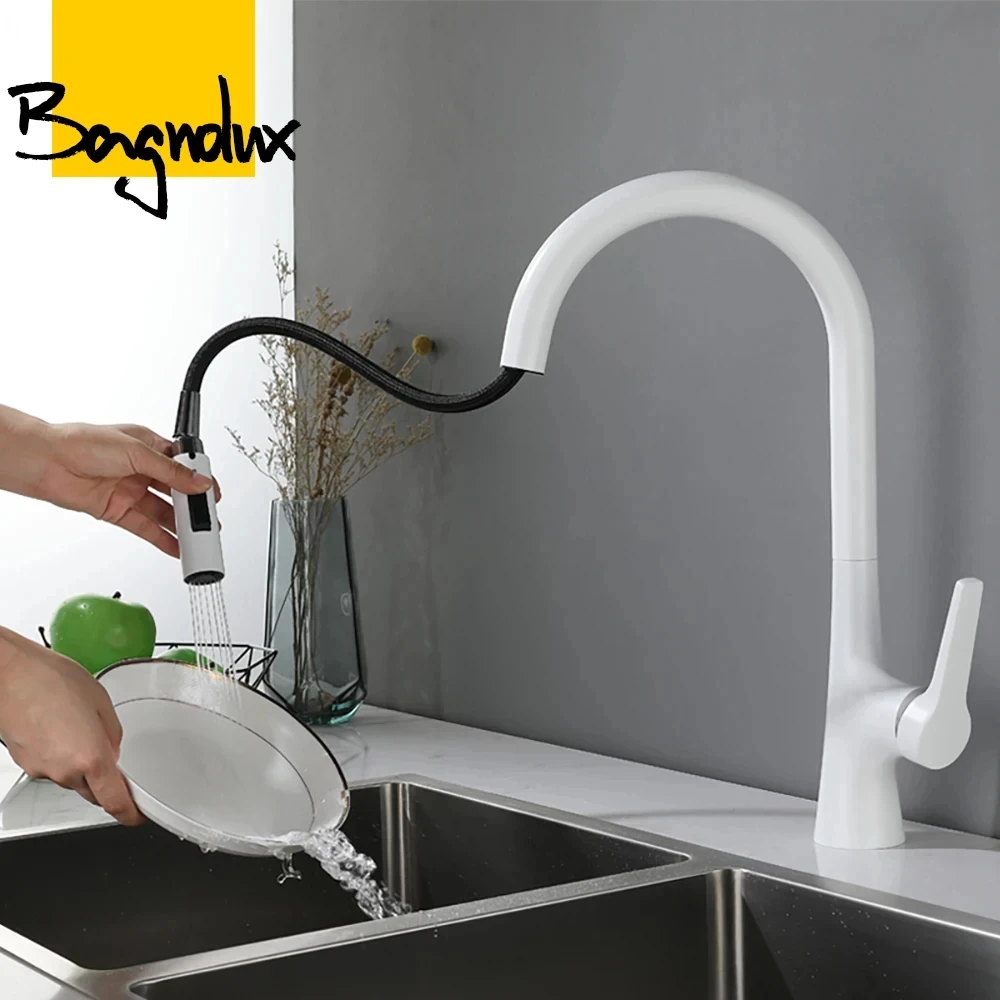 Bagnolux White Brass Deck Mounted Kitchen Faucet...