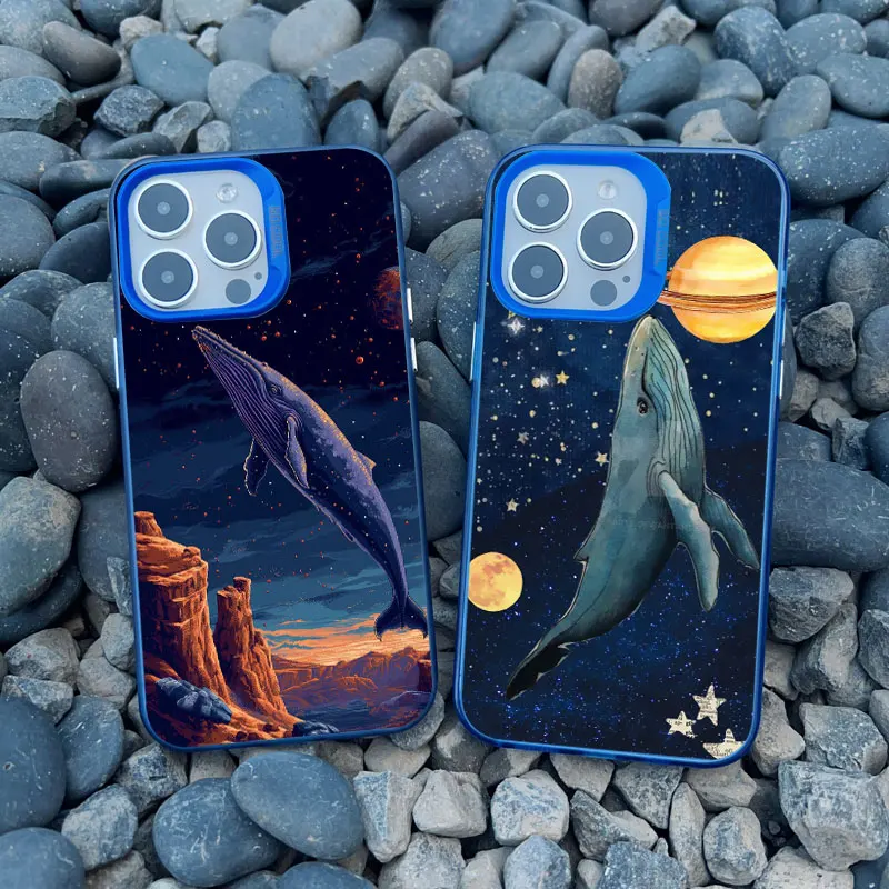 Space Ocean Whale Shark Swimming Phone Case - Shockproof Laser Design  Shell