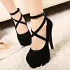 Spring and Autumn New Round Toe Suede Waterproof Table Cross-band Single Shoes Thin High Heel Banquet Large Women's Shoes 1