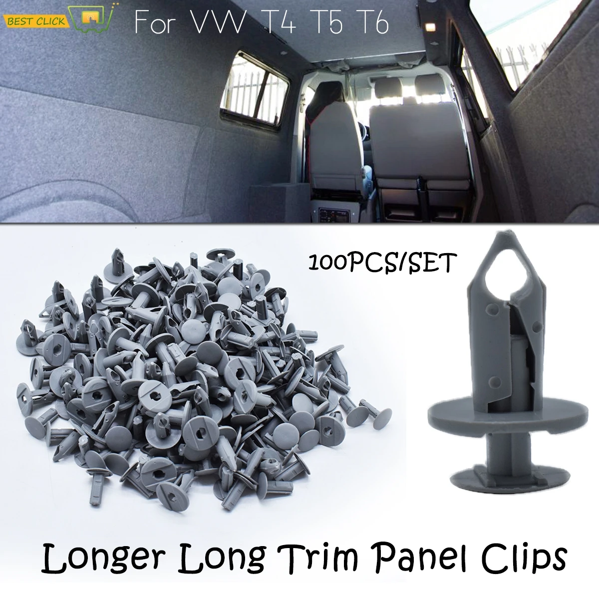Stoßstange Niet Retainer Push-Pin Auto Tür Clip Befestigungen Grau Länger Trim Panel Teppich Futter Clips Für VW Transporter T4 t5 T6