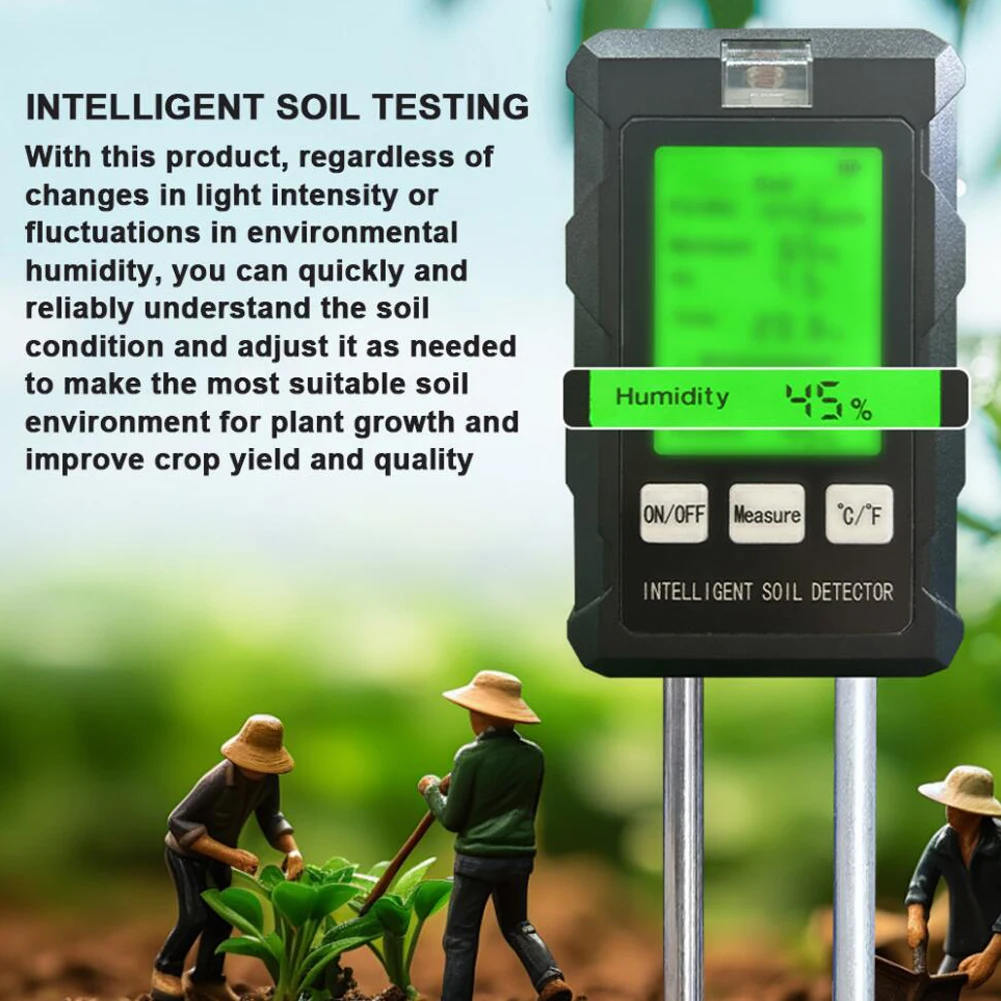 KKMOON 6 in 1 Soil Tester High Accuracy Illuminometer PH and Temperature & Humidity Tester Nutrient Moisture Fertility Meter_voghion.com