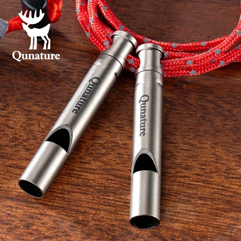 Qunature Portable Whistle Backpack Camping Hiking Survival Whistle Outdoors Tools Pure Titanium 1pcs Emergency Gear
