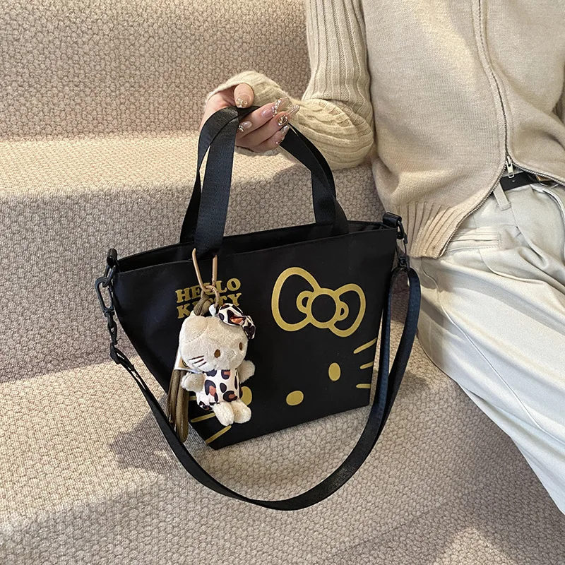MINISO Sanrio Hello Kitty Black Gold Handbag Large Capacity Tote
