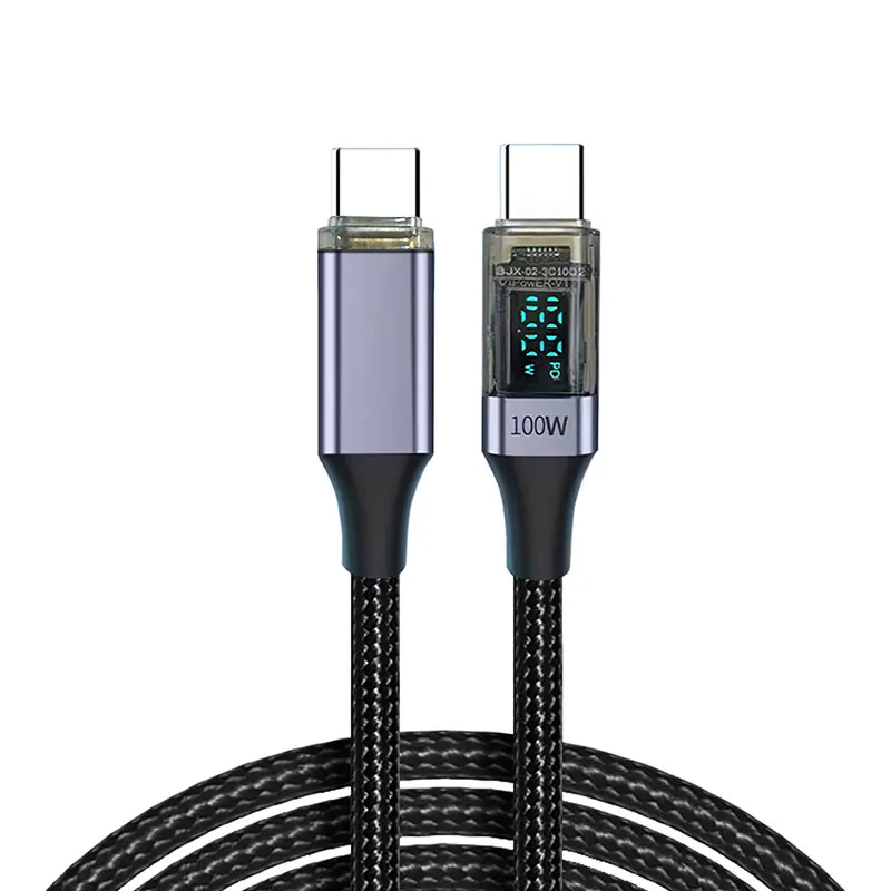 USB C Cable PD 100W Digital Display USB C to C Data Cord 0.5M/1M/2M Quick Charge Type-C Charging Line for Mobile Phone Laptop