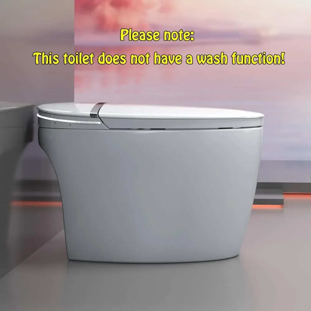 Smart Toilet Without Bidet，Tankless Toilet with Auto Heated Seat, Automatic Flush，Foot Sensor LED Backlight Strip & Night Light 4