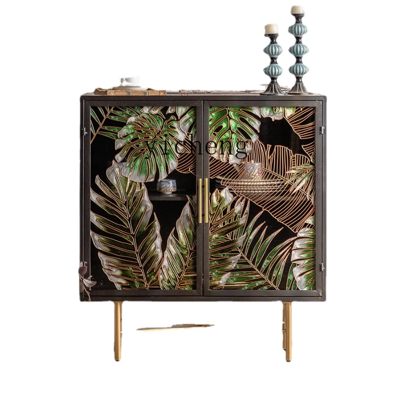 

Zk Entrance Cabinet Vintage Industrial Style Iron Sideboard Cabinet Light Luxury Glass Cabinet Living Room Aisle Locker
