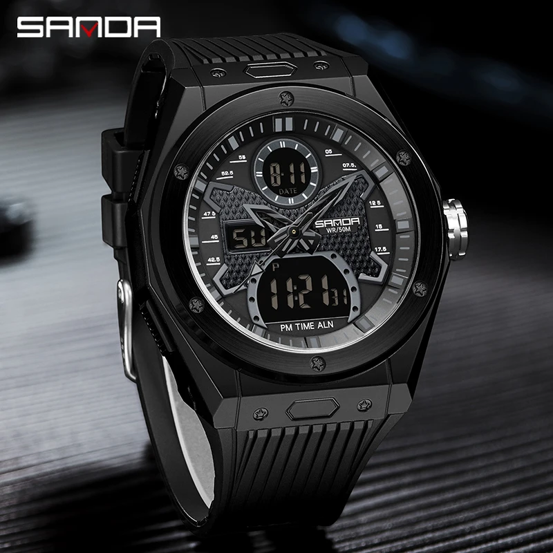 SANDA Top Brand 2022 New Men's Watches Sport Military Quartz Watch for Men Digital Watch 30M Waterproof Clock Relogio Masculino 2