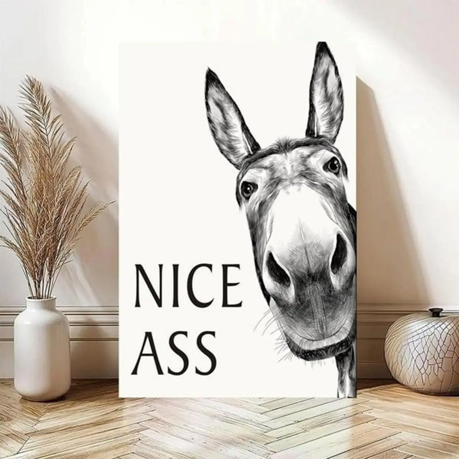 Humorous Donkey Bathroom Wall Art - Nice Ass Decorative Poster