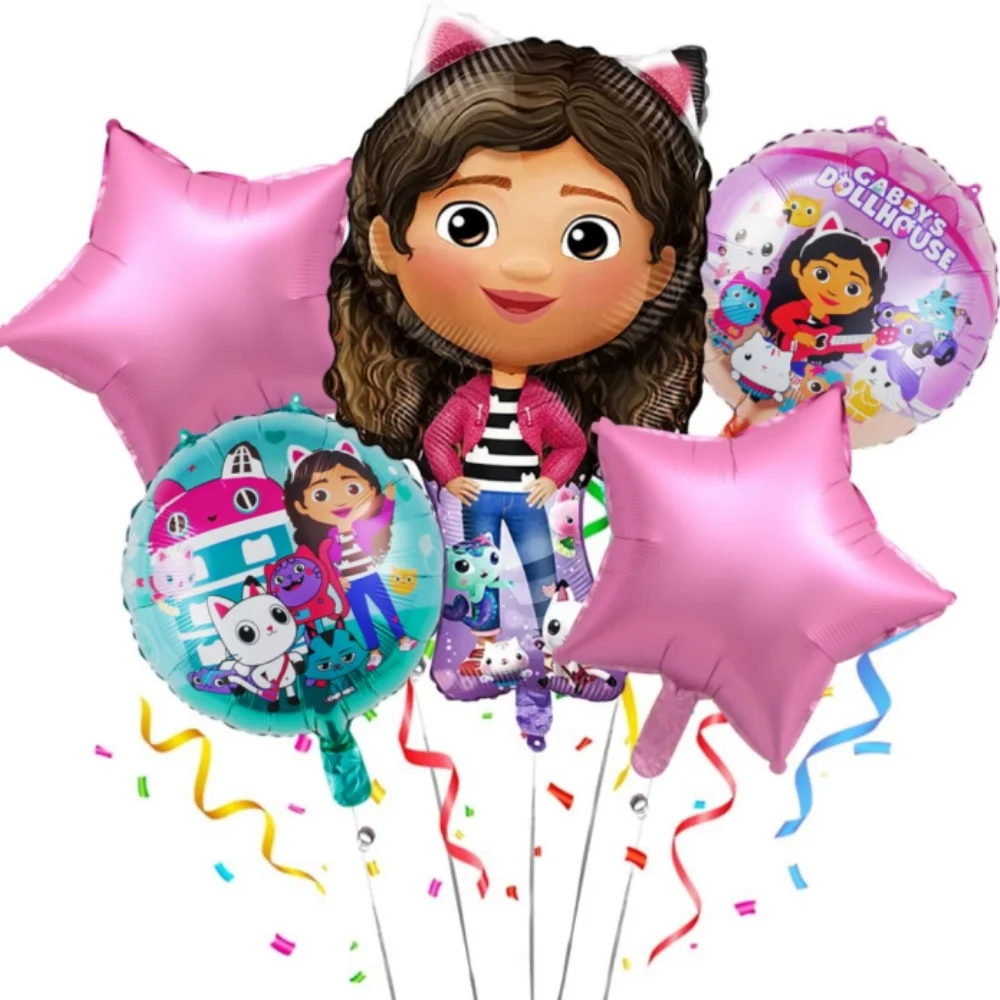 

Gabby Dollhouse Cats Birthday Decoration Balloons Gabby's Doll Aluminum Foil Helium Balloon Baby Shower Kids Girl Toy Globos Set