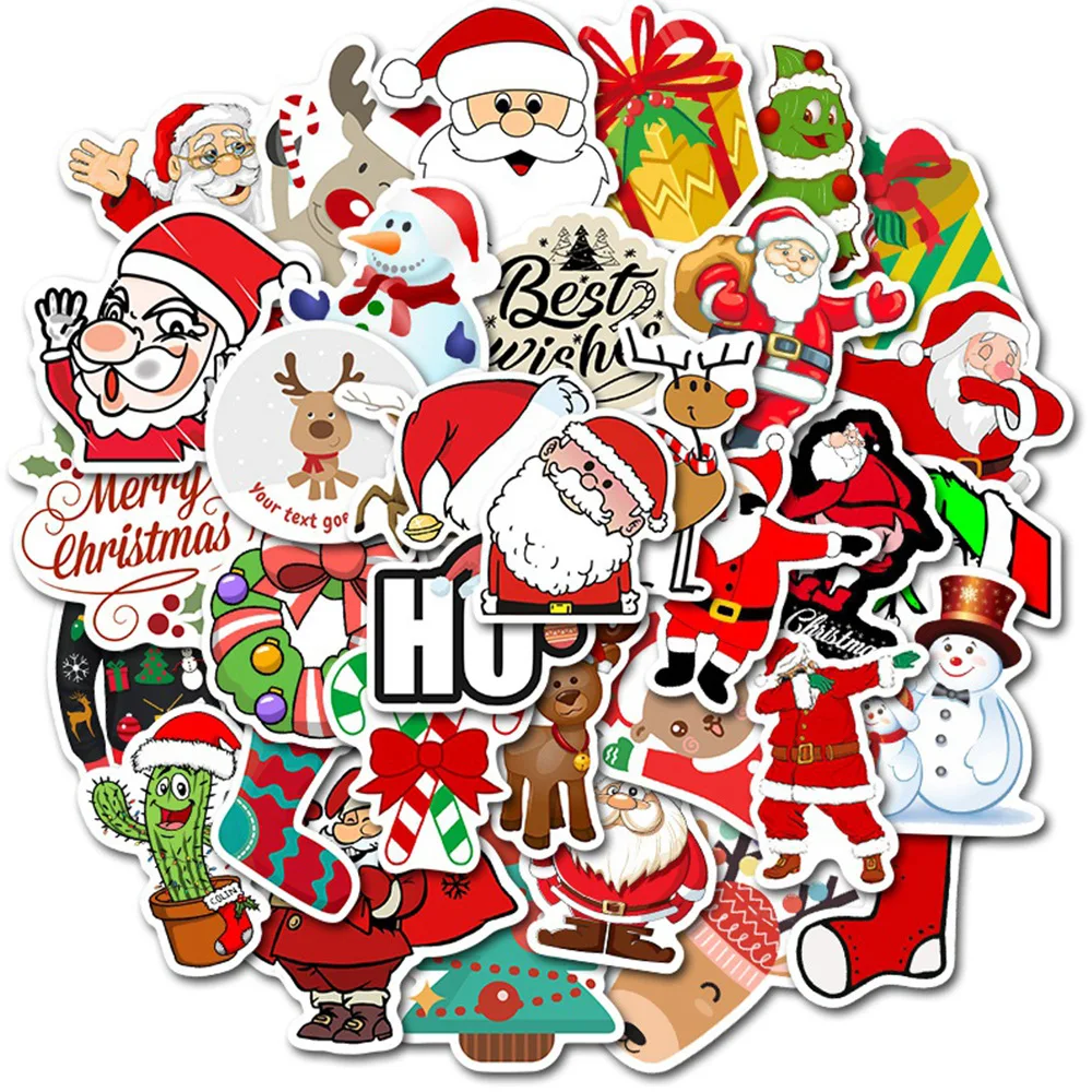 50 pcs Cute Christmas Santa Claus Graffiti Creative DIY Laptop Refrigerator Luggage Phone Gift Decoration Scrapbook Stickers stickers scrapbooking supplies