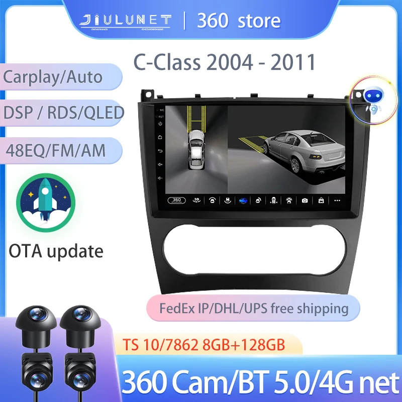 

JIULUNET Smart Stereo Android Auto 360 Cam Radio For Mercedes Benz C-Class C Class W203 W209 C180 C200 CL203 C209 2004 - 2011