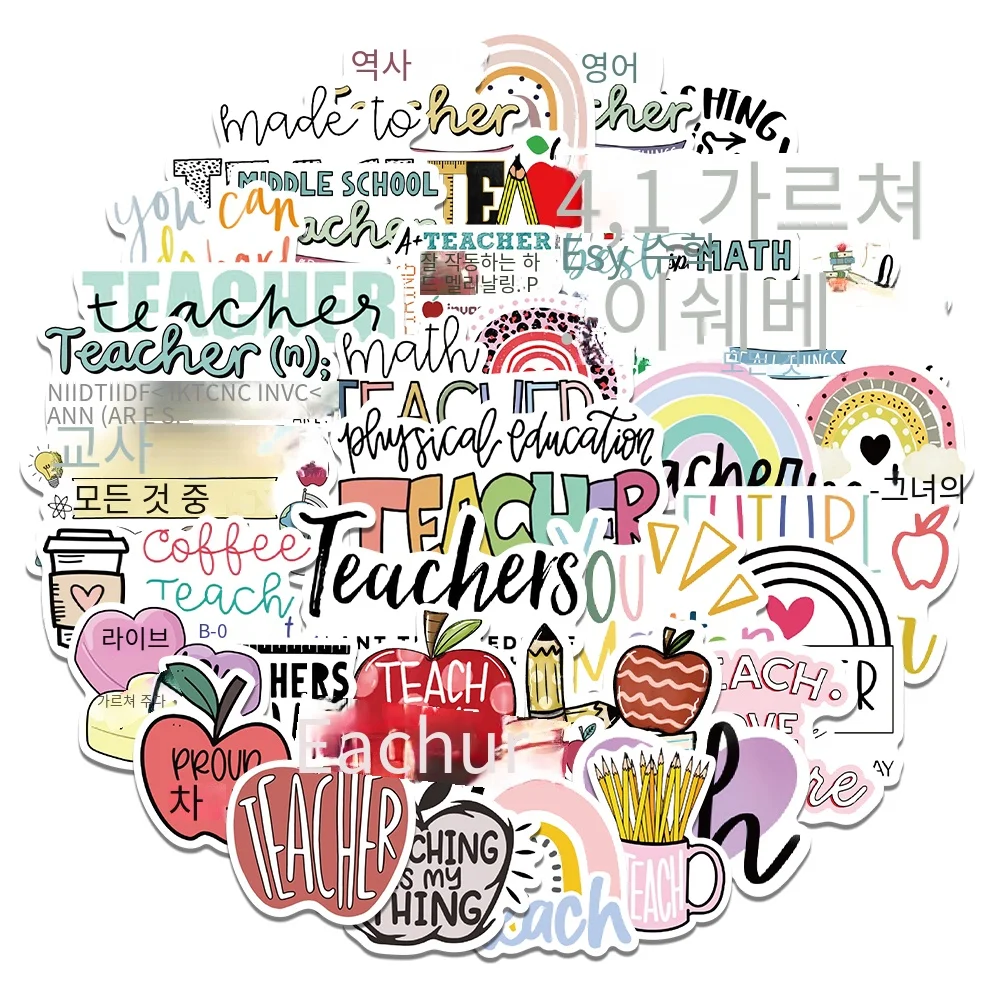 50PCS 영감을주는 교사의 날 노트북 Scrapbooking 전화 헬멧 냉장고 스티커에 대한 사랑 낙서 스티커를 가르치십시오